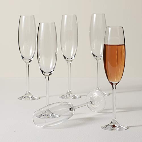 Lenox Champagne Flutes, Tuscany Classics 8 Oz Champagne Glasses Set of 6, 1.5 x 10-inch, Clear European Glass, Stemware, Dishwasher Safe, Wedding Decor, New Years, 8 Oz Flute Glasses (6-Piece) - My Kitchen Products