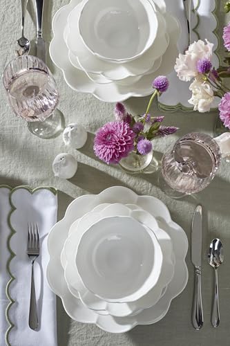 Lenox Dinnerware Set, Studio 1414 Scallop 16-Piece Set, Service For 4, Bone China Material, Dishwasher & Microwave Safe, Home And Kitchen, Kitchen And Dining, Plates And Bowls Sets (White, 16 Pieces) - My Kitchen Products