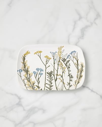 Lenox Home And Kitchen, Wildflowers Hors d'Oeuvres Tray, Stoneware Material, Serving Tray, Dishwasher & Microwave Safe, Table Decor, Wild Flower Design, Serving Platter(White, 1 Piece, 11 Inch Length) - My Kitchen Products