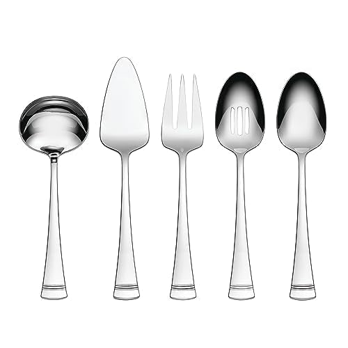 Lenox Silverware Serving Utensils Sets, Portola 5-Piece Hostess Set, Flatware Set, 18/10 Stainless