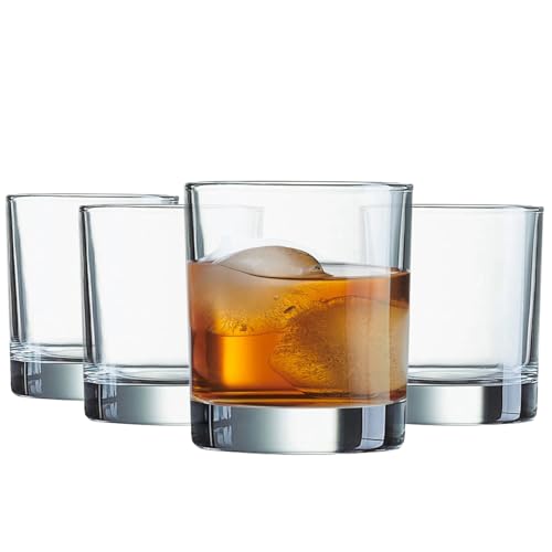 Le'raze Set of 12 Heavy Base Rocks Glass Cups, Elegant Old Fashioned Drinking Glasses Set for Whiskey