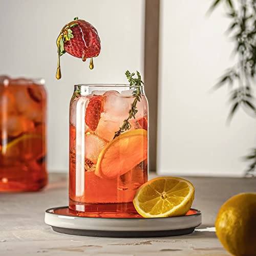 Le'raze Set of 6 Patented Can Shaped® Drinking Glasses - 16oz Clear Goblet Glass Cups for Margarita, Cocktails, Iced Coffee, Tea, Soda, Whiskey, Water and Beer - My Kitchen Products