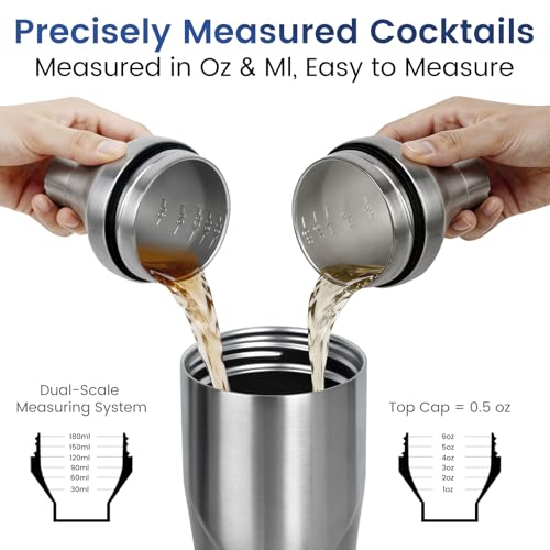 Lexenic 24oz Cocktail Shaker - Insulated Double Wall Keep Drink Chilled - No Stuck Twist Lid,Leakproof and Built-in Strainer - Perfect for Home Bar- Premium Stainless Steel Drink Shaker,Martini Shaker - My Kitchen Products