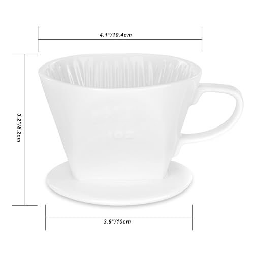 LHUKSGF Pour Over Ceramic - Coffee Dripper Ceramic Coffee Maker with 3 Holes Flat Bottom, Porcelain Slow Filter Cone for Travel, Camping, Office, Home, Coffee Maker Brew, White - My Kitchen Products
