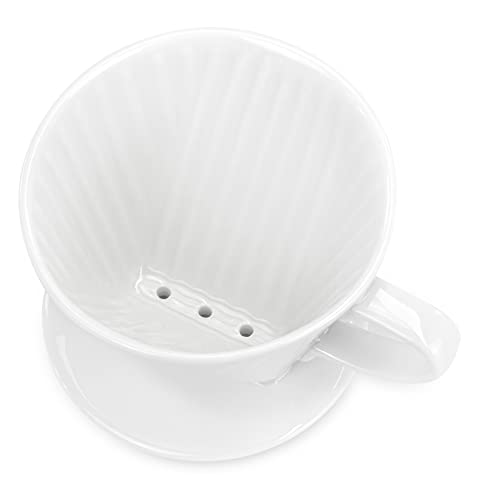LHUKSGF Pour Over Ceramic - Coffee Dripper Ceramic Coffee Maker with 3 Holes Flat Bottom, Porcelain Slow Filter Cone for Travel, Camping, Office, Home, Coffee Maker Brew, White - My Kitchen Products