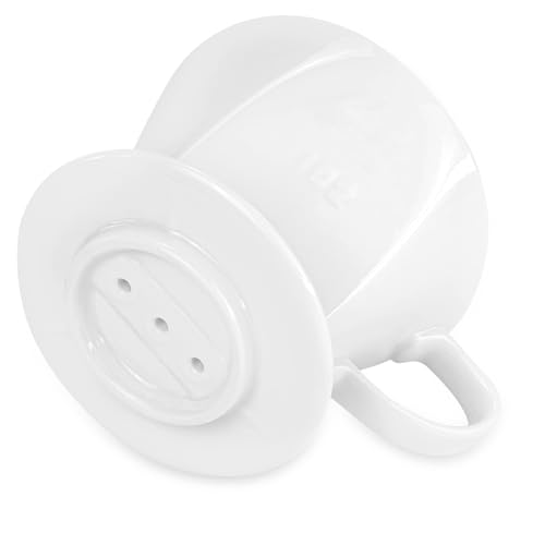 LHUKSGF Pour Over Ceramic - Coffee Dripper Ceramic Coffee Maker with 3 Holes Flat Bottom, Porcelain Slow Filter Cone for Travel, Camping, Office, Home, Coffee Maker Brew, White - My Kitchen Products