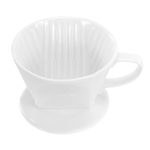 LHUKSGF Pour Over Ceramic - Coffee Dripper Ceramic Coffee Maker with 3 Holes Flat Bottom, Porcelain Slow Filter Cone for Travel, Camping, Office, Home, Coffee Maker Brew, White - My Kitchen Products