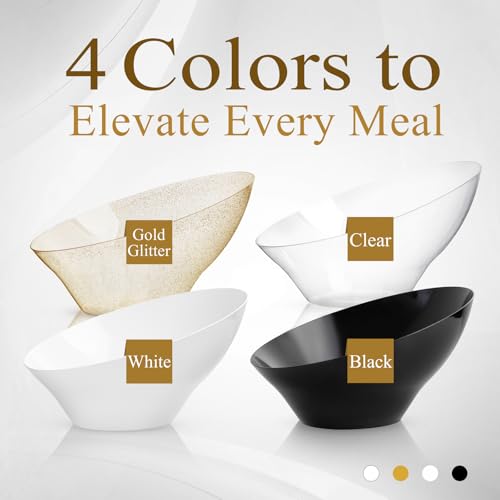 Liacere 16PCS Gold Plastic Serving Bowls - 54 OZ Angled Table Salad and Fruit Bowls Disposable for Chip & Candy - Ideal for Party & New Year - My Kitchen Products
