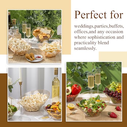 Liacere 16PCS Gold Plastic Serving Bowls - 54 OZ Angled Table Salad and Fruit Bowls Disposable for Chip & Candy - Ideal for Party & New Year - My Kitchen Products
