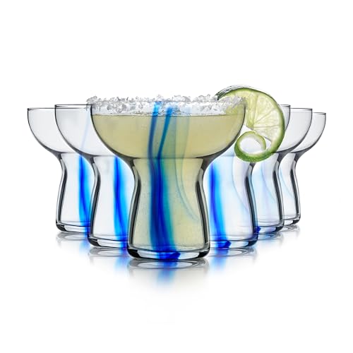 Libbey Blue Ribbon Stemless, Margarita Glasses, Artisan-Inspired, Elegant Margarita Glass Set of 6, Lightweight Mexican Glassware for Parties and More - My Kitchen Products