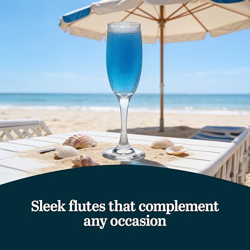Libbey Catawba Champagne Flutes Set of 12 (6 oz), Elegant Stemmed Flute Glasses, Dishwasher Safe Sparkling Wine and Mimosa Glasses - My Kitchen Products