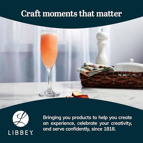 Libbey Catawba Champagne Flutes Set of 12 (6 oz), Elegant Stemmed Flute Glasses, Dishwasher Safe Sparkling Wine and Mimosa Glasses - My Kitchen Products