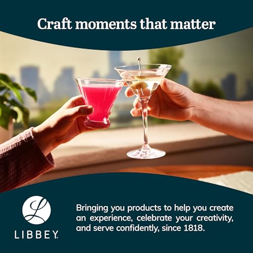 Libbey Cosmopolitan Stemless Martini Glasses Set Of 12, Dishwasher Safe Holiday Martini Glass, Lightweight Cocktail Glass Set for Wedding Party - My Kitchen Products