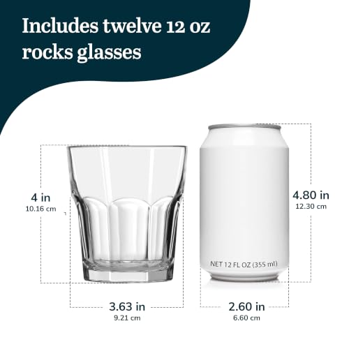 Libbey Gibraltar Rocks Glasses Set of 12, 12-Ounce, Iconic Heavy Base Bar Glassware, Dishwasher Safe Whiskey Drinking Glass Set for Everyday Use - My Kitchen Products