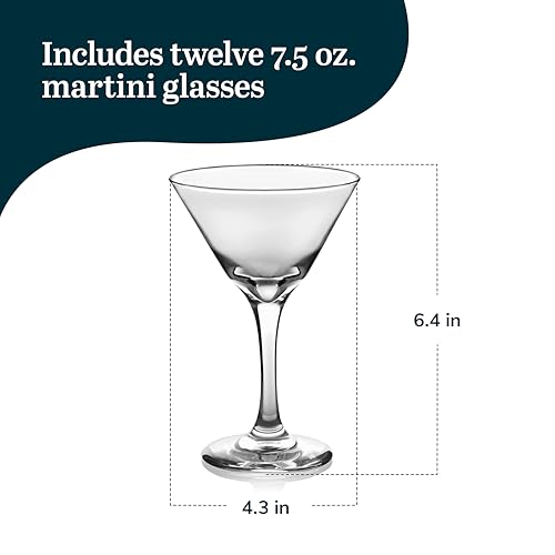 Libbey Martini Glasses Set of 12, Modern and Clear Stemmed Cocktail Glasses, Dishwasher Safe Martini Glass Set for Classic Martinis, Cosmopolitans - My Kitchen Products