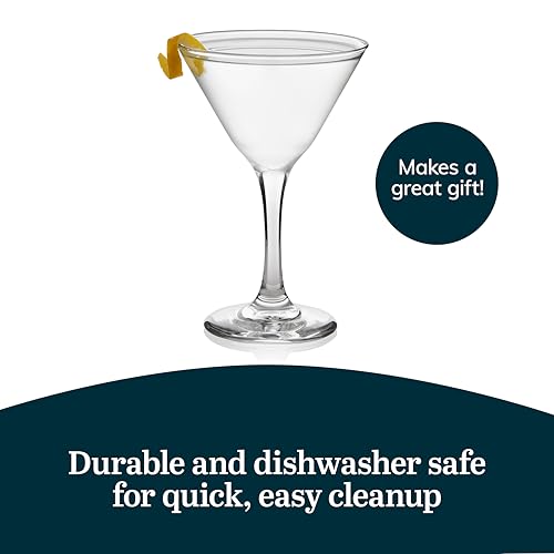 Libbey Martini Glasses Set of 12, Modern and Clear Stemmed Cocktail Glasses, Dishwasher Safe Martini Glass Set for Classic Martinis, Cosmopolitans - My Kitchen Products