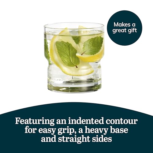 Libbey Newton Double Old Fashioned Glasses Set of 6, Sleek, Stackable Short Drinking Glasses, Lowball Cocktail Glasses for Anniversaries, Holidays - My Kitchen Products