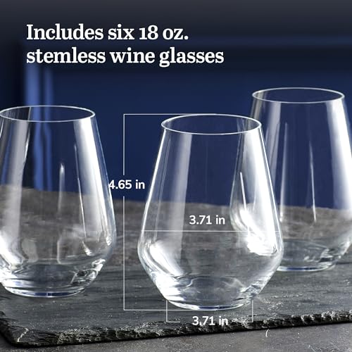 Libbey Signature Greenwich Stemless Wine Glasses Set of 6, Modern Wine Glasses for Red and White Wine, Ideal Stemless Wine Glass Set for All Occasions - My Kitchen Products