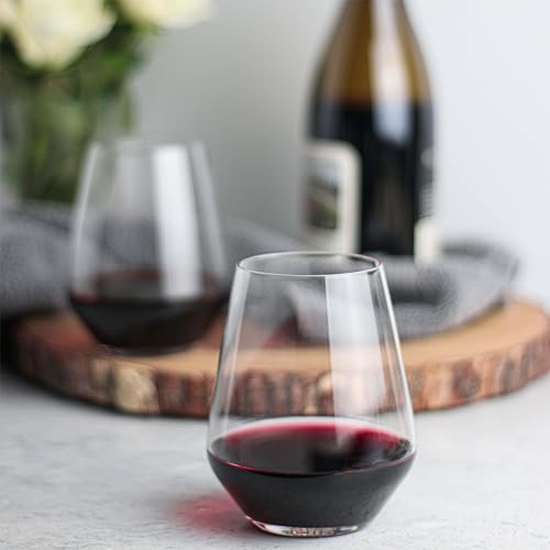 Libbey Signature Greenwich Stemless Wine Glasses Set of 6, Modern Wine Glasses for Red and White Wine, Ideal Stemless Wine Glass Set for All Occasions - My Kitchen Products
