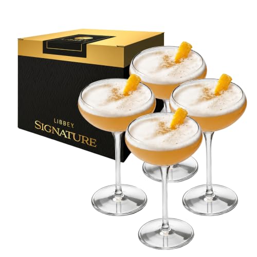 Libbey Signature Kentfield Coupe Cocktail Glasses Set of 4, Classic Tall Stemmed Glass