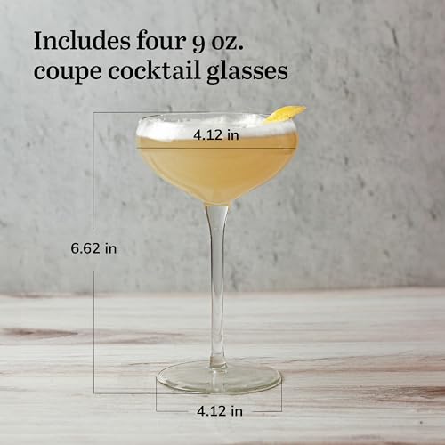 Libbey Signature Kentfield Coupe Cocktail Glasses Set of 4, Classic Tall Stemmed Glass Cup, Champagne Coupe Glasses Gift Set for Weddings, Birthdays - My Kitchen Products