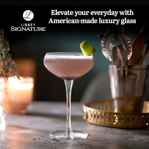 Libbey Signature Kentfield Coupe Cocktail Glasses Set of 4, Classic Tall Stemmed Glass Cup, Champagne Coupe Glasses Gift Set for Weddings, Birthdays - My Kitchen Products