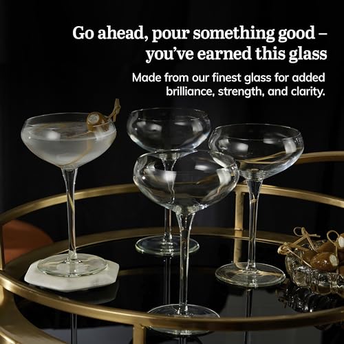 Libbey Signature Kentfield Coupe Cocktail Glasses Set of 4, Classic Tall Stemmed Glass Cup, Champagne Coupe Glasses Gift Set for Weddings, Birthdays - My Kitchen Products