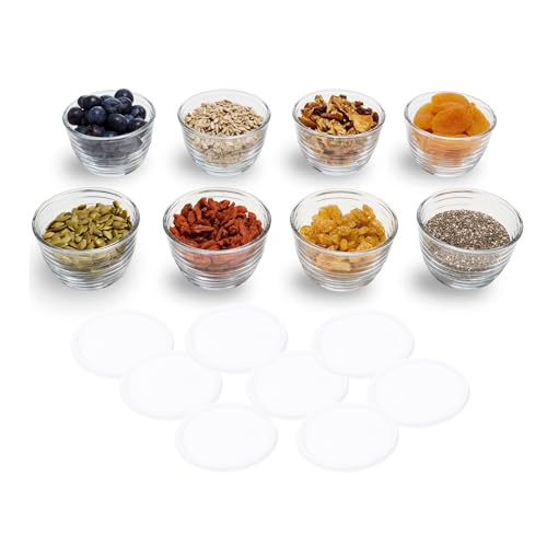 Libbey Small Glass Prep Bowls with Lids, Set of 8, 6.25 oz Small Bowls- Ideal for Leftovers, Meal Prep &