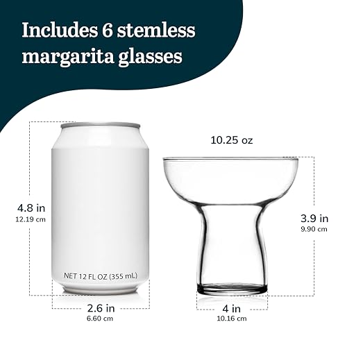 Libbey Stemless Margarita Glasses Set of 6, 10.25 ounces Classic Lightweight Margarita Cups, Fancy Glassware Set for Celebrations - My Kitchen Products