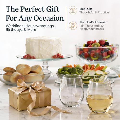 Libbey Stemless Wine Glasses Set of 12, Dishwasher Safe Set Of Wine Glasses, Perfect for Cocktails, Water, and Outdoor Glassware - My Kitchen Products