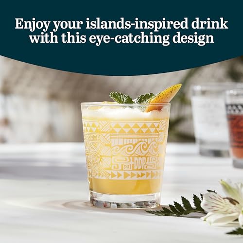 Libbey Tiki Rocks Glasses Set, Vintage-style Glassware Drinking Glasses Set of 4, Exotic, Dishwasher Safe Glasses for Backyard Luau or Pool Party - My Kitchen Products