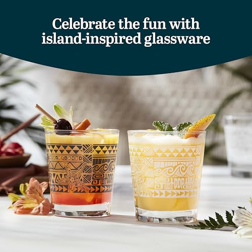 Libbey Tiki Rocks Glasses Set, Vintage-style Glassware Drinking Glasses Set of 4, Exotic, Dishwasher Safe Glasses for Backyard Luau or Pool Party - My Kitchen Products