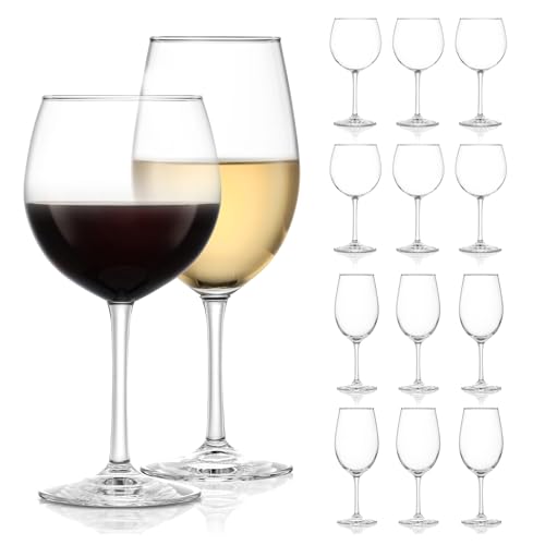 Libbey Vineyard Reserve Wine Glass Set of 12, Red and White Clear Wine Glasses, Merlot, Bordeaux, Chardonnay