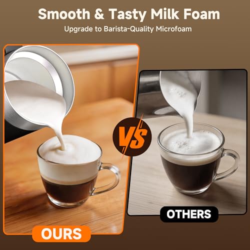 LIFEGETTER Milk Frother and Steamer 6-in-1 Electric Milk Frother 420ml/14.2oz Automatic Hot and Cold Foam Maker with Temp Contro Milk Warmer for Latte Cappuccino Macchiato Hot Chocolate Yogurt - My Kitchen Products