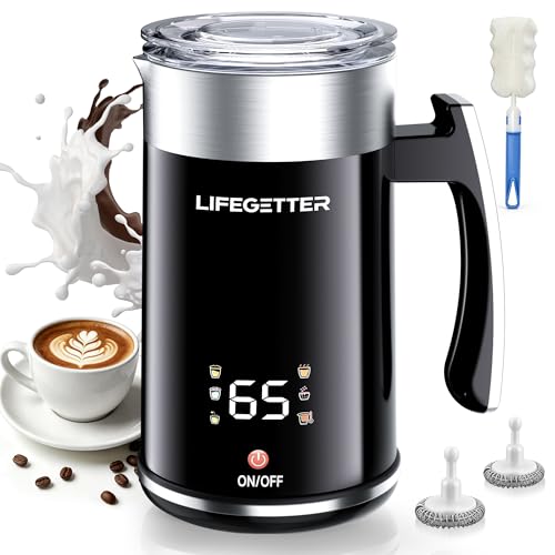 LIFEGETTER Milk Frother and Steamer 6-in-1 Electric Milk Frother 420ml/14.2oz Automatic Hot and Cold Foam Maker with Temp Contro Milk Warmer for Latte Cappuccino Macchiato Hot Chocolate Yogurt - My Kitchen Products