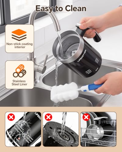 LIFEGETTER Milk Frother and Steamer 6-in-1 Electric Milk Frother 420ml/14.2oz Automatic Hot and Cold Foam Maker with Temp Contro Milk Warmer for Latte Cappuccino Macchiato Hot Chocolate Yogurt - My Kitchen Products