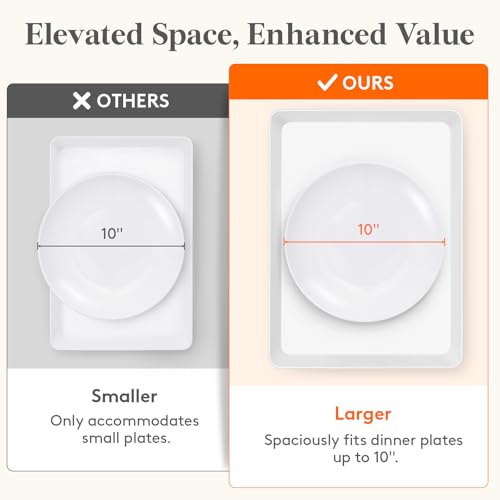 Lifewit 16" x 12" Extra Large Plastic Serving Trays for Party, 4 Pack Reusable White Food Platters for Cookies, Desserts, Fruit, Appetizers & Charcuterie, BPA-Free Catering Trays for Parties & Buffets - My Kitchen Products