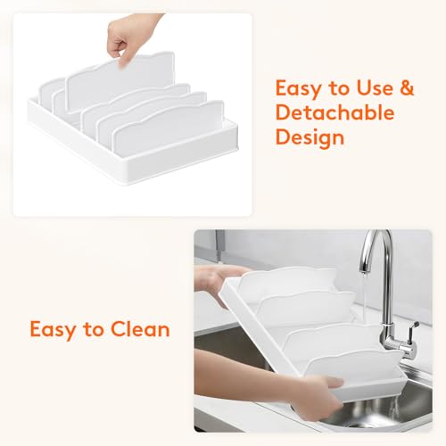 Lifewit Kitchen Cabinet Organizer for Food Contanier Lid, Lid Holder with 6 Adjustable Dividers & 7 Sections for Pantry Organizers and Storage, Home Drawer Organization, Large, 13" x 10" - My Kitchen Products