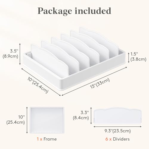 Lifewit Kitchen Cabinet Organizer for Food Contanier Lid, Lid Holder with 6 Adjustable Dividers & 7 Sections for Pantry Organizers and Storage, Home Drawer Organization, Large, 13" x 10" - My Kitchen Products