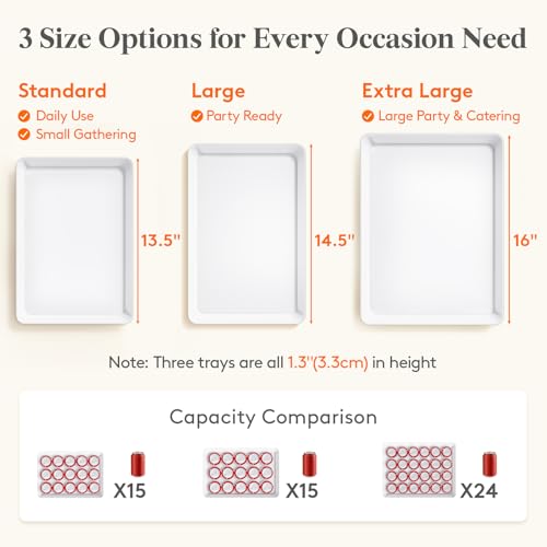 Lifewit Serving Tray for Party Supplies, Reusable Serving Platter for Catering, Snack, Fruit, Charcuterie, Appetizer, Plastic Food Trays, Hosting Essentials, BPA Free, 4 Pcs, Extra Large(16" x 12") - My Kitchen Products