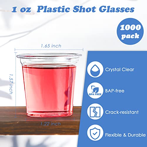 Lilymicky 1000 PACK 1 oz Plastic Shot Glasses, 1 Ounce Clear Disposable Party Cups for Vodka, Whiskey, Tequila, Mini Plastic Containers for Sauce, and Sample Tasting - My Kitchen Products