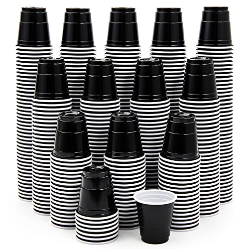 Lilymicky 600 PACK 2 oz Plastic Shot Glasses, Mini Black Disposable Shot Cups for Parties, Carnivals, and Any Events