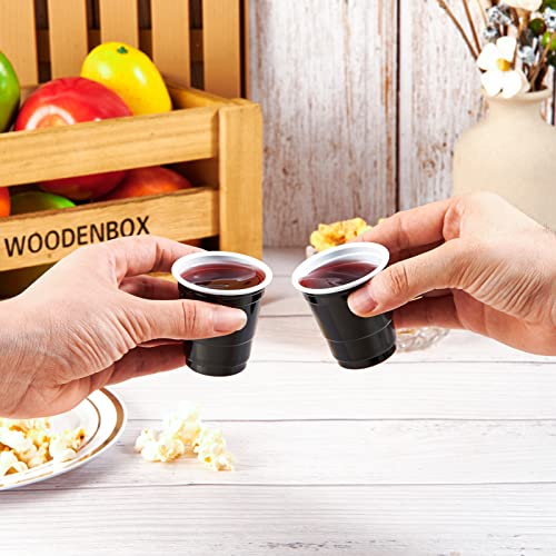 Lilymicky 600 PACK 2 oz Plastic Shot Glasses, Mini Black Disposable Shot Cups for Parties, Carnivals, and Any Events - My Kitchen Products