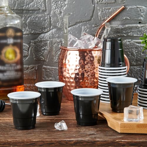 Lilymicky 600 PACK 2 oz Plastic Shot Glasses, Mini Black Disposable Shot Cups for Parties, Carnivals, and Any Events - My Kitchen Products