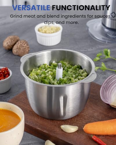 LINKChef Food Processor, 6 Cup Mini Food Chopper, 250W Electric Meat Grinder with Stainless Steel Blades, 1.5L Compact Kitchen Processor for Meat, Vegetables, Onion, Garlic & Baby Food - My Kitchen Products