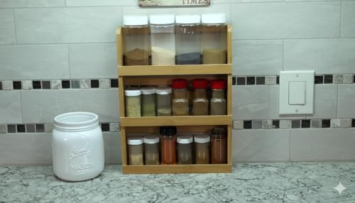 Lipper International 8840 Bamboo 3-Tier Spice Rack, 2.75-inch Depth Accommodates many Types of Spice Jars - My Kitchen Products
