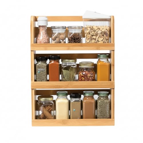 Lipper International 8840 Bamboo 3-Tier Spice Rack, 2.75-inch Depth Accommodates many Types of Spice Jars - My Kitchen Products
