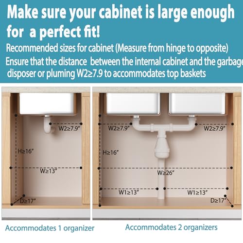 Liuoud Under Sink Organizer 2 Pack, 2 Tier Slide Out Large Capacity Height Adjustable Under Sink Organizers and Storage for Kitchen Bathroom Cabinet, Grey - My Kitchen Products