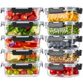 Liuruiyu 10 Pack Glass Food Storage Containers with Lids, Meal Prep Containers, Airtight Bento Boxes with Leak Proof Locking for Microwave, Oven, Freezer and Dishwasher, BPA Free - My Kitchen Products