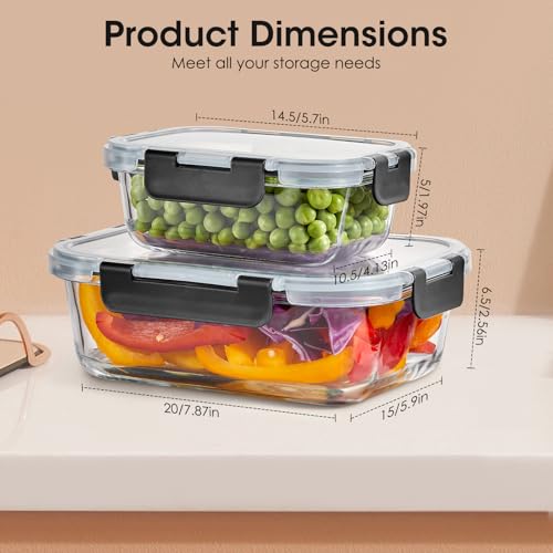 Liuruiyu 10 Pack Glass Food Storage Containers with Lids, Meal Prep Containers, Airtight Bento Boxes with Leak Proof Locking for Microwave, Oven, Freezer and Dishwasher, BPA Free - My Kitchen Products